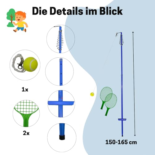 BEST SPORTING Twistball-Set in blau I Circletennis für den Garten I 2 Circle-Tennis Schläger & 1 Swingball I Ball mit Schnur mit Schläger I Gartenspiele für Kinder & Erwachsene