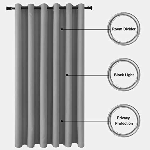 Image of DWCN Total Privacy Room Divider Blackout Curtain - Thermal Curtains for Patio Door, Living Room, Bedroom Partition and Shared Office Space, 1 Grommet Curtain Panel, 8.3ft Wide x 7ft Tall,Light Grey