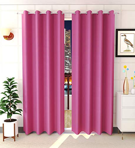 Image of LaVichitra 2 Pieces Premium Blackout Curtains - Thermal Insulated, 3 Layered, 100% Opaque Door Curtain - 7 ft, Pink