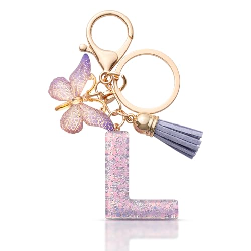 MORSUNBELA Schlüsselanhänger Buchstabe Mädchen Keychain mit Anfangsbuchstabe Schlüssel Anhänger mit Buchstaben für Frauen Damen
