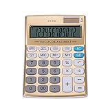 Desktop Calculators Dual Power Accounting Calculator Large Display 12-Digit Computer Financial Calculator Big Button for Business Office School Calculating Gold