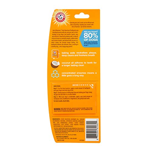 ARM & HAMMER Fresh Spectrum Pasta de Dientes para Perro de Coco y Menta 55 g - Ayuda a prevenir el mal aliento y elimina la placa y el sarro. Enzimática dentífrico para perros