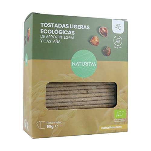 Tostadas de Arroz Integral y Castaña BIO 95g Naturitas Essentials | Crujientes y sabrosas | Vegano | Bajo contenido en grasa