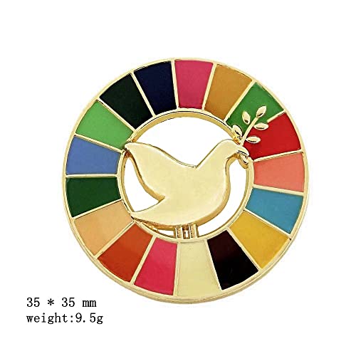 Image of 2pc United Nations Peace Dove Enamel Lapel Pin Brooch With 17 Colors Sustainable Development Goals Medal Badge