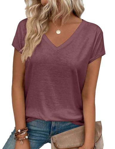 T Shirts Short Sleeve V Neck Tshirts Womens Summer Tops Casual Dressy Basic Tees Going Out Beach Clothes