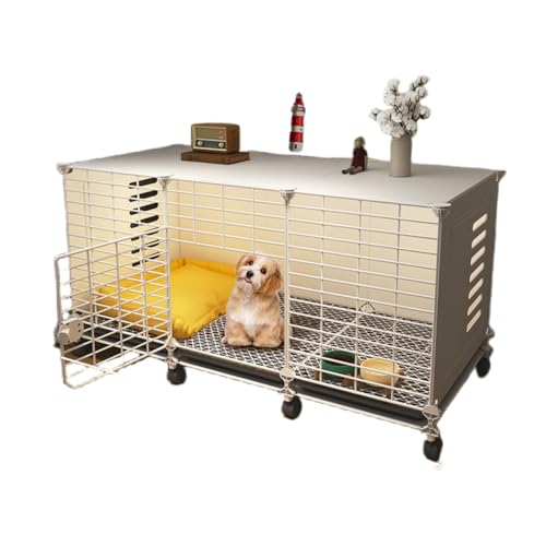 FYDN 犬ケージ 犬ハウス フェンス ペットハウス 小型犬ケージ トレイ付き 屋根付き 快適なフットパッド アップグレードされたドアロック 脱走防止 ユニバーサルホイール 移動簡単屋内でも屋外でも使用でき、ペットを飼っている家族に適しています (A)
