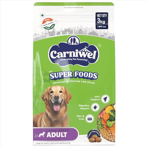 Image of Carniwel Superfoods Adult Dry Dog Food 3 kg | 100% Vegetarian | Fresh & Natural Ingredients | Highly Palatable | GMO Free | Premium Nutrition for Large Dogs