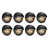 GKOLED 8-Pack Low Voltage LED Deck Lights, Mini Size Eyelid Step Lights with 0.8W Integrated LED Chips, IP65+ Rated Waterproof for Outdoor, 3000K, Die-cast Aluminum with Black Powder Coated Finish