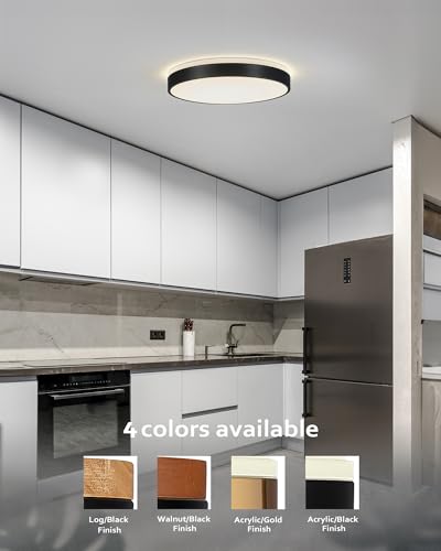 Image of Ken & Ricky 16 inch Modern Flush Mount Ceiling Light,Black,1 Pack