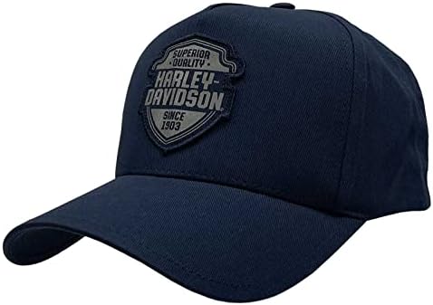 Harley-Davidson Men's Shield H-D Patch Curved Bill Snapback Baseball Cap - Navy