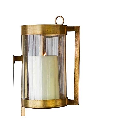 Image of Kalalou NMAN1011 Small Glass and Finish Wall Mounted Hurricane Light, One Size, Brass
