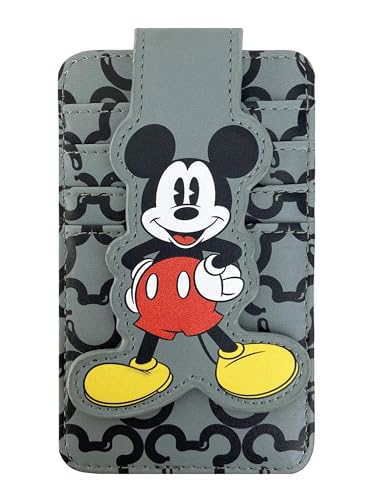 Image of Disney Card Holder Women Slim Wallet Small Mickey Mouse Gray