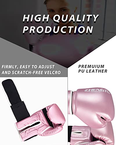Ztty Boxing Gloves Kickboxing Muay Thai Punching Bag Mma Pro Grade Sparring Training Fight Gloves For Men & Women (Pink, 12Oz) #TOP6