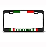 Speedy Pros Metal License Plate Frame Italian Flag Italia Country Car Accessories Black 2 Holes