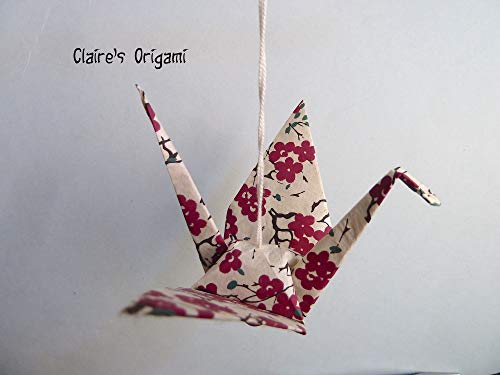 Sortiment mit 3 Wilde Kranich Origami Anhänger/im gefaltete handgemacht Japanisches Papier/Weihnachtsdekoration/Bordeaux, Grau, Türkis