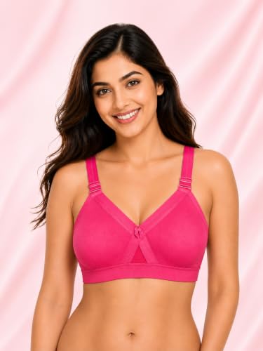 Image of SONA Super Fit Everyday Non Padded Side Support Cotton Full Coverage Bra for Women with Transparent Strap Plus Size Bra