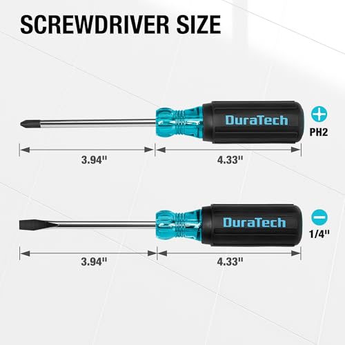 DURATECH 2-Piece S2 Steel Screwdriver Set, Professional Screwdrivers with Non-Slip Cushion Grip & Marked Specifications, Phillips and Flathead Screw Driver, Hand Tool for Home and Industrial Use - Image 4