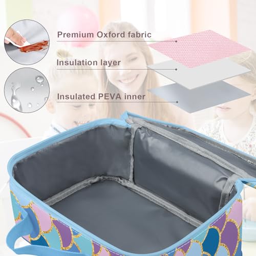 Clastyle CTL0025 Clastye Mermaid Princess Lunch Box For Girls Blue Sea Insulated Lunch Bag thumb #4