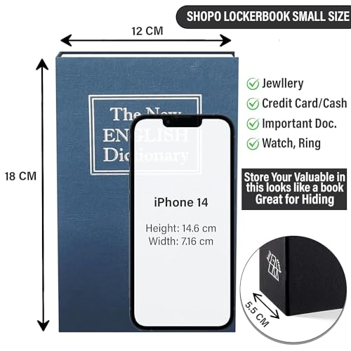Image of Secret Book Safe Stainless Steel Hidden Safe Book Dictionary Jewelry Box with 2 Keys, Storage Vault Box, Jewellery Locker, Cash Locker for Home and Office (18 x 12 x 5.5 cm) Multicolor Pack-1