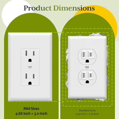 TG Mid-Size Decorative Duplex Outlet Covers Wall Plate, 10 Pack, White by TG - Used condition - Image 4