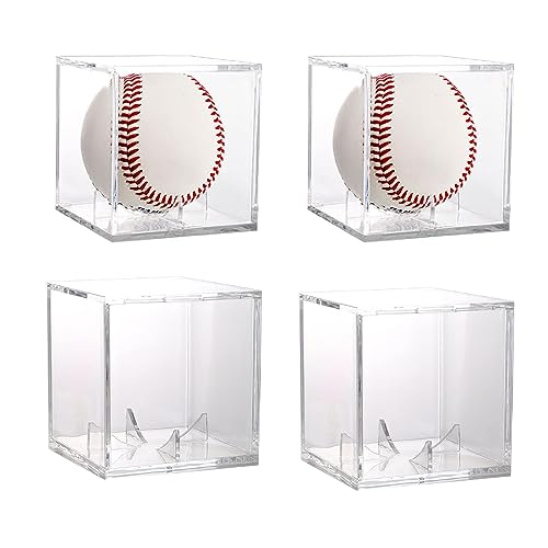 2 Pack Baseball Display Case,Acrylic Cube Baseball Holder UV Protected Acrylic Baseball Storage Box Display Case for,Baseball Baseball Storage Rack
