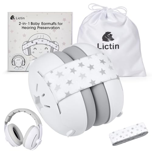 Image of Lictin 2-in-1 Baby Earmuffs Noise Protection, Infant Noise Cancelling Headphones, Adjustable Baby Ear Protection, Star Noise Reduction Earmuffs for Babies and Toddlers up to 4 Years