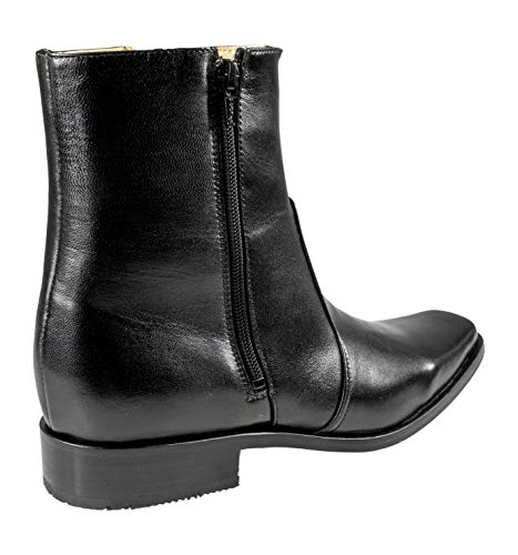 Men's Dress Boots Goat Leather Square Toe Dual Zipper Black El Besserro 6
