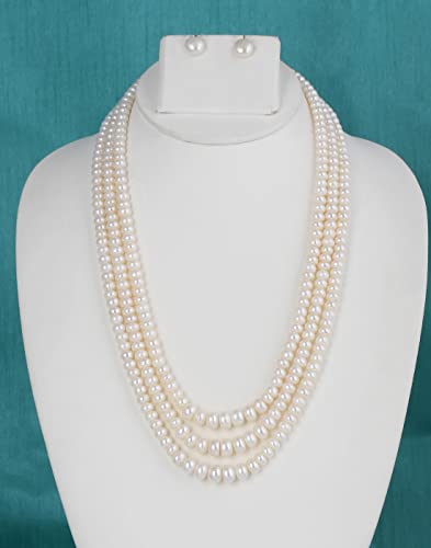 Image of Pitti Jewels And Pearls Natural Fresh Water Hyderabadi Button Shaped 4 To 9 MM Size Pearl Graduation Necklace Chain With Certificate from Hyderabad for Women Girls