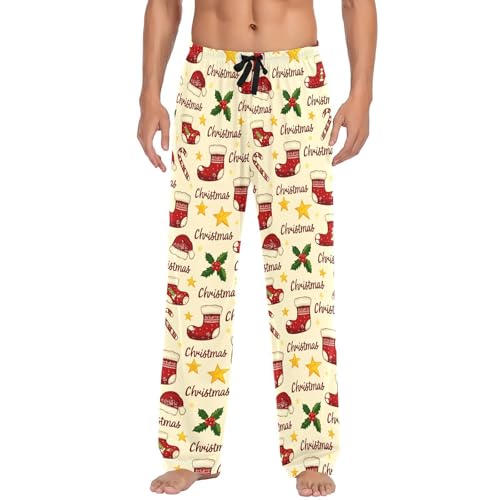 Christmas Stockings Men's Pajamas Pants Cotton Sleep Bottoms Pants Lounge Sleepwear - S2