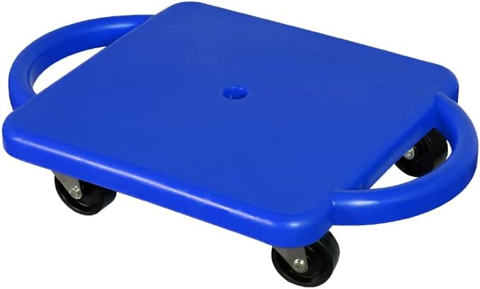 - GISCO Sports Sitting Scooter Board with Handles for Kids & Children - Plastic | Flat Sitting Scooter with Casters for Kids | Gym Activities Equipment Elementary School (Blue)