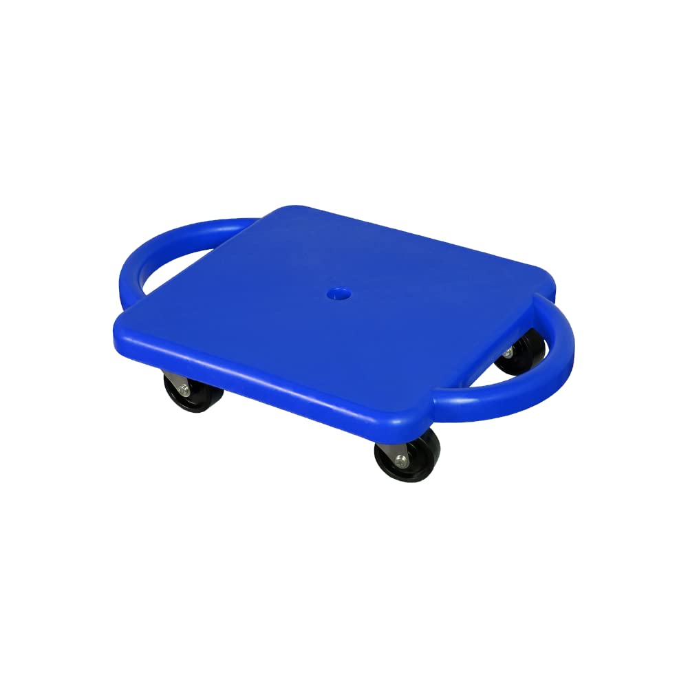 GISCO Sports Sitting Scooter Board with Handles for Kids & Children - Plastic | Flat Sitting Scooter with Casters for Kids | Gym Activities Equipment Elementary School (Blue)