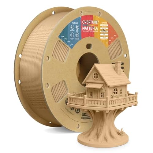 OVERTURE Matte PLA Filament 1.75mm, 1kg Matte Light Brown