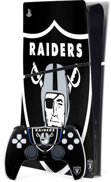 Skinit Decal Gaming Skin Compatible with PS5 Slim Digital Edition Bundle - Officially Licensed NFL Las Vegas Raiders Large Logo Design