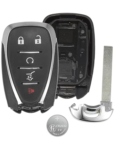 Key Fob Shell with Battery, Alliskeys 5-Button Smart Key Case Cover Replacement for Chevrolet Equinox Traverse Blazer Chevy SUV HYQ4AA HYQ4EA HYQ4AS HYQ4ES