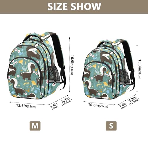 Cute Skunks and Flowers Backpack for Kids Elementary School Bag Boys Girls Bookbag Travel Backpack Daypack4