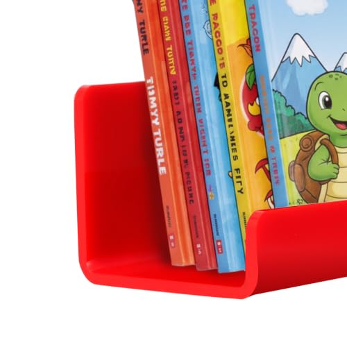 Image of 2 Pack Magnetic Book Shelf - Acrylic Reusable Display Panel for Whiteboards, Classrooms & Home, Adhesive-Free Storage with 11lb Capacity (red)