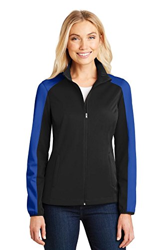 Port Authority Ladies Active Soft Shell Jacket L718 Deep Black/True Royal L