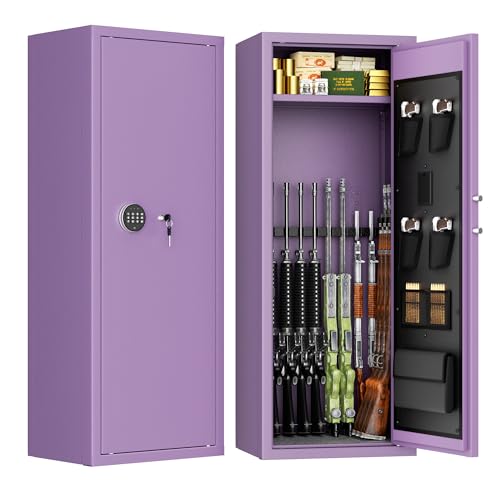 Image of Bonusall 12-15 Gun Safe for Rifles, Large Rifle Safe for 9 Rifles & 4 Pistols with Digital Keypad, Anti-Pry Steel Cabinet, Adjustable Shelves & Dual Alarm for Home-Purple