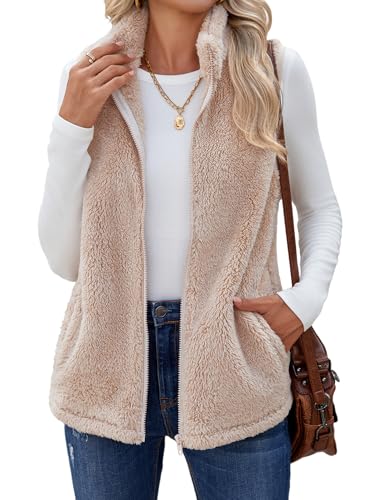 Zeagoo Women's Sleeveless Sherpa Fleece Vest