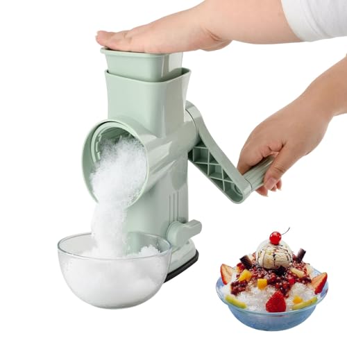 Home Use Rotary Ice Shaver with Handle Manual Hand Crank Snow Cone Maker Machine Qucik Shaved Ice Maker with Suction Feet Premium Portable IceCrusher and Shaved IceMachine