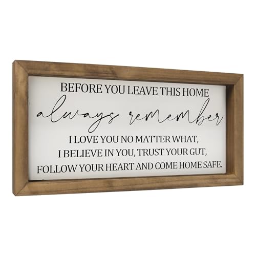 flangairy Before You Leave This Home Sign, 15.7"x3.9" Wooden Love You Bye Above Door Wall Decor, Family Love Quotes Art Entryway table Decor, Hallway Foyer Rustic Farmhouse Decorations for Home