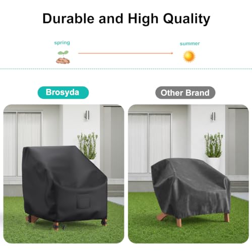 Image of Adirondack Outdoor Chair Covers Waterproof 33 inchWx35 inchDx36 inchH, Black | 2 Pack Patio Furniture Covers Protect from Rain and UV; Heavy-Duty Oxford Fits Lounge, Deep-Seat & High-Back Chairs on Lawn