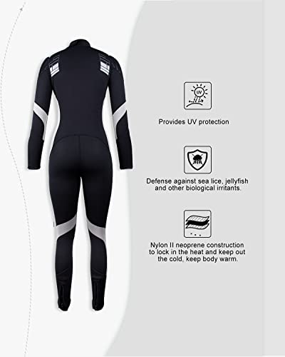 Seaskin Wetsuit Women 3Mm Neoprene Full Body Diving Suits Front Zip Wetsuit For Diving Snorkeling Surfing Swimming (Womens Black+Gray, Small) #TOP5