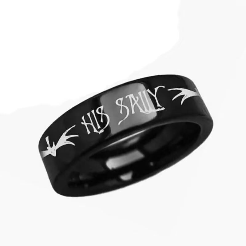 Black Her Jack His Sally Rings Promise Wedding Band for Women Men Comfort Fit Stainless Steel Romantic Eternity Engagement Wedding Anniversary Rings4