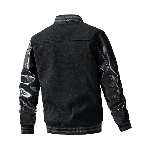 Varsity Jacket Men Leather Sleeve Slim Fit College Baseball Jackets Embroidered Letterman Bomber Coats Streetwear Fall2