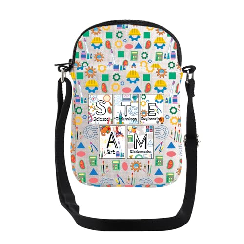 JYTAPP Bolsa tiracolo STEM Education Gift STEAM Science Technology Engineering Math Gift Teacher Accessory Steam Teacher Gifts, Bege, Small