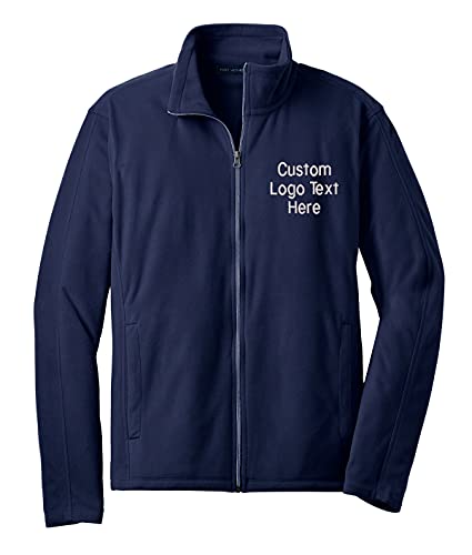 INK STITCH Men Custom Design Your Own Stitching Super Soft Light Weight Fleece Jackets (Navy, L)