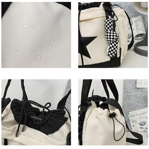 Bolso tote estético Y2K, bolso mensajero bonito y bolso cruzado con cordón para mujeres miniatura 7