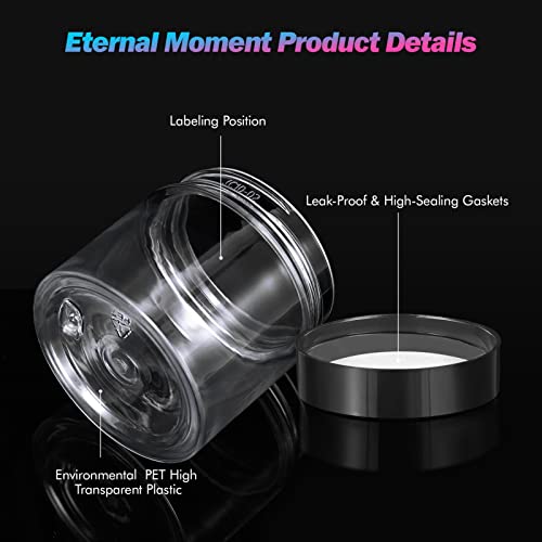 Image of 36 Pack 2 OZ Plastic Jars Round Clear Cosmetic Container Jars with Lids, Eternal Moment Plastic Slime Jars for Lotion, Cream, Ointments, Makeup, Eye shadow, Rhinestone, Samples, Pot , Travel Storage