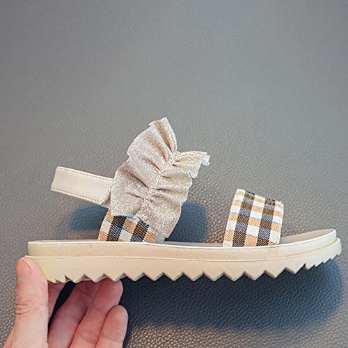 Beach Kids Little/Big Kids Girls Summer Flat Open Toe Sandals Ruffle Striped Pattern Pu Sandals Beach Shoes Girls Slides3
